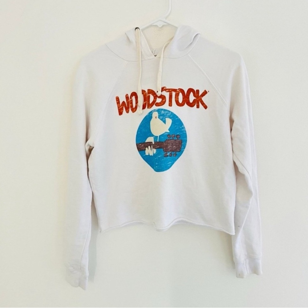 Woodstock White Logo Cropped Hoodie XS